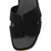 Rihero Women’s Dressy Flat Sandals Comfortable Slip On Leather Slide Sandals(Black)