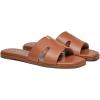 Rihero Women’s Dressy Flat Sandals Comfortable Slip On Leather Slide Sandals(Brown)