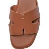 Rihero Women’s Dressy Flat Sandals Comfortable Slip On Leather Slide Sandals(Brown)