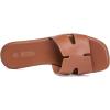 Rihero Women’s Dressy Flat Sandals Comfortable Slip On Leather Slide Sandals(Brown)