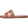 Rihero Women’s Dressy Flat Sandals Comfortable Slip On Leather Slide Sandals(Brown)