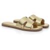 Rihero Women’s Dressy Flat Sandals Comfortable Slip On Leather Slide Sandals(Gold)
