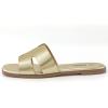 Rihero Women’s Dressy Flat Sandals Comfortable Slip On Leather Slide Sandals(Gold)