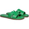 Rihero Women’s Dressy Flat Sandals Comfortable Slip On Leather Slide Sandals(Green)