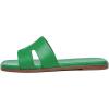 Rihero Women’s Dressy Flat Sandals Comfortable Slip On Leather Slide Sandals(Green)