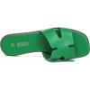 Rihero Women’s Dressy Flat Sandals Comfortable Slip On Leather Slide Sandals(Green)