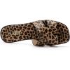 Rihero Women’s Dressy Flat Sandals Comfortable Slip On Leather Slide Sandals(Leopard)