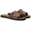 Rihero Women’s Dressy Flat Sandals Comfortable Slip On Leather Slide Sandals(Leopard)