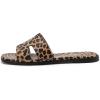 Rihero Women’s Dressy Flat Sandals Comfortable Slip On Leather Slide Sandals(Leopard)