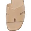 Rihero Women’s Dressy Flat Sandals Comfortable Slip On Leather Slide Sandals(Nude)
