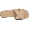 Rihero Women’s Dressy Flat Sandals Comfortable Slip On Leather Slide Sandals(Nude)