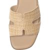 Rihero Women’s Dressy Flat Sandals Comfortable Slip On Leather Slide Sandals(Raffia)