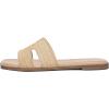Rihero Women’s Dressy Flat Sandals Comfortable Slip On Leather Slide Sandals(Raffia)