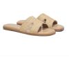 Rihero Women’s Dressy Flat Sandals Comfortable Slip On Leather Slide Sandals(Raffia)