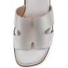 Rihero Women’s Dressy Flat Sandals Comfortable Slip On Leather Slide Sandals(Silver)