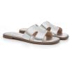 Rihero Women’s Dressy Flat Sandals Comfortable Slip On Leather Slide Sandals(Silver)