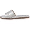 Rihero Women’s Dressy Flat Sandals Comfortable Slip On Leather Slide Sandals(Silver)