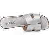 Rihero Women’s Dressy Flat Sandals Comfortable Slip On Leather Slide Sandals(Silver)