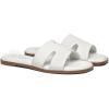 Rihero Women’s Dressy Flat Sandals Comfortable Slip On Leather Slide Sandals(White)