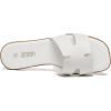 Rihero Women’s Dressy Flat Sandals Comfortable Slip On Leather Slide Sandals(White)