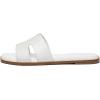 Rihero Women’s Dressy Flat Sandals Comfortable Slip On Leather Slide Sandals(White)