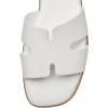 Rihero Women’s Dressy Flat Sandals Comfortable Slip On Leather Slide Sandals(White)