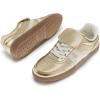 Rihero Women’s Fashion Sneakers Tennis Walking Shoes Lace-Up Comfortable Non Slip Casual Sneakers(Gold)