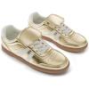 Rihero Women’s Fashion Sneakers Tennis Walking Shoes Lace-Up Comfortable Non Slip Casual Sneakers(Gold)