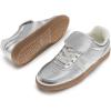 Rihero Women’s Fashion Sneakers Tennis Walking Shoes Lace-Up Comfortable Non Slip Casual Sneakers(Silver)
