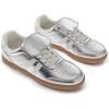 Rihero Women’s Fashion Sneakers Tennis Walking Shoes Lace-Up Comfortable Non Slip Casual Sneakers(Silver)
