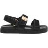 Rihero Women’s Flat Sandals Comfort Adjustable Double Strap Slip on Leather Footbed Sandals(Black)