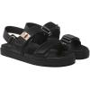 Rihero Women’s Flat Sandals Comfort Adjustable Double Strap Slip on Leather Footbed Sandals(Black)