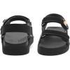 Rihero Women’s Flat Sandals Comfort Adjustable Double Strap Slip on Leather Footbed Sandals(Black)