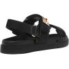 Rihero Women’s Flat Sandals Comfort Adjustable Double Strap Slip on Leather Footbed Sandals(Black)