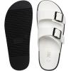 Rihero Women’s Flat Sandals Comfort Adjustable Double Strap Slip on Leather Footbed Sandals(Black White)