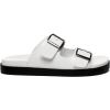 Rihero Women’s Flat Sandals Comfort Adjustable Double Strap Slip on Leather Footbed Sandals(Black White)