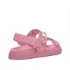 Rihero Women’s Flat Sandals Comfort Adjustable Double Strap Slip on Leather Footbed Sandals(Pink)