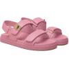Rihero Women’s Flat Sandals Comfort Adjustable Double Strap Slip on Leather Footbed Sandals(Pink)