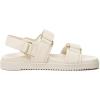 Rihero Women’s Flat Sandals Comfort Adjustable Double Strap Slip on Leather Footbed Sandals(White)