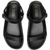 Rihero Women’s Flat Sandals Comfortable Open Toe Adjustable Strap Walking Footbed Sandals(Black Pu)
