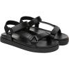 Rihero Women’s Flat Sandals Comfortable Open Toe Adjustable Strap Walking Footbed Sandals(Black Pu)