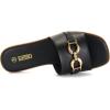Rihero Women’s Flat Sandals Summer Comfortable Square Open Toe Slip On Leather Slide Sandals(Black)