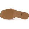 Rihero Women’s Flat Sandals Summer Comfortable Square Open Toe Slip On Leather Slide Sandals(Cognac)