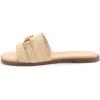 Rihero Women’s Flat Sandals Summer Comfortable Square Open Toe Slip On Leather Slide Sandals(Raffia)