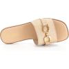 Rihero Women’s Flat Sandals Summer Comfortable Square Open Toe Slip On Leather Slide Sandals(Raffia)
