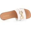 Rihero Women’s Flat Sandals Summer Comfortable Square Open Toe Slip On Leather Slide Sandals(White)