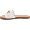 Rihero Women’s Flat Sandals Summer Comfortable Square Open Toe Slip On Leather Slide Sandals(White)