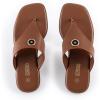 Rihero Women’s Flip Flops Square Toe Thong Flat Sandals Summer Comfortable Slip On Beach Slide Sandals(Mocha)
