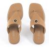 Rihero Women’s Flip Flops Square Toe Thong Flat Sandals Summer Comfortable Slip On Beach Slide Sandals(Taupe)