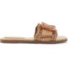 Rihero Women’s Raffia Flat Sandals Square Open Toe Summer Beach Slip On Woven Buckle Slide Sandals(Brown)